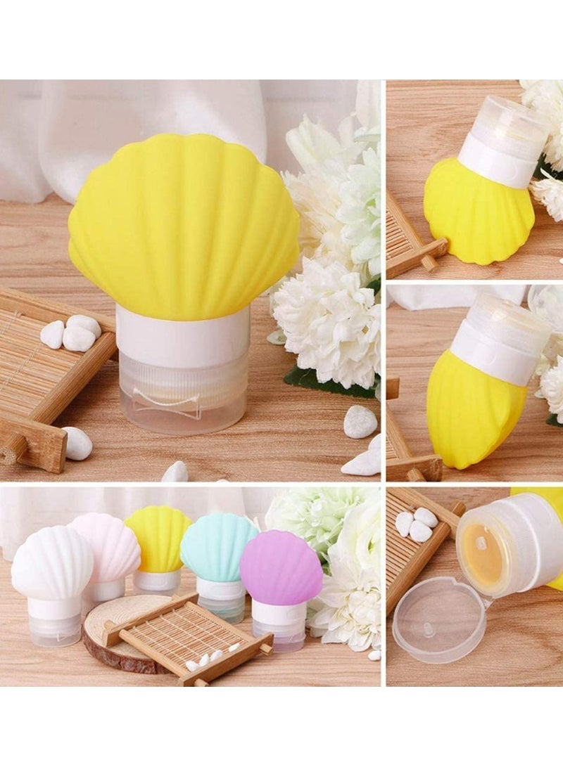 SYOSI Silicone Travel Bottles Set 5 Pieces Cosmetic Bottles Lotion Conditioner Travel Bottles Portable lovely Tube Container Shell Shape 40ml for Shampoo Shower Gel Solar Oil Cream for Personal Travel - Image 2