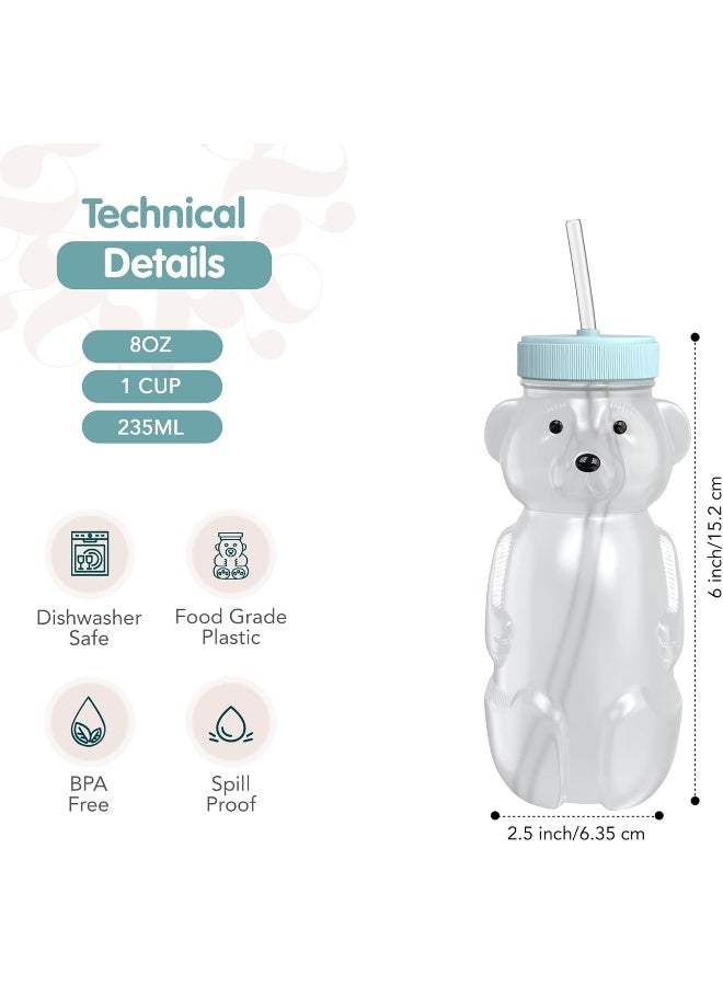 The 730 Project Honey Bear Straw Cup for Babies, 8-oz Honey Bear Cup with Lid, 3-Pack Therapy Learning Honeybear Straw, Baby Bottle Set, Blizzard AQUA - Image 5