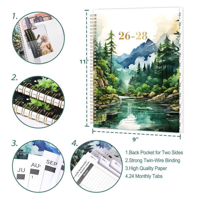MaaIbok 2026-2028 Monthly Planner, 2 Year Monthly Planner 2026-2028, July 2026 - June 2028 Planner with 24 Monthly Tabs, Holidays, Motivational quotes, 9" x 11", Forest Landscape - Image 5