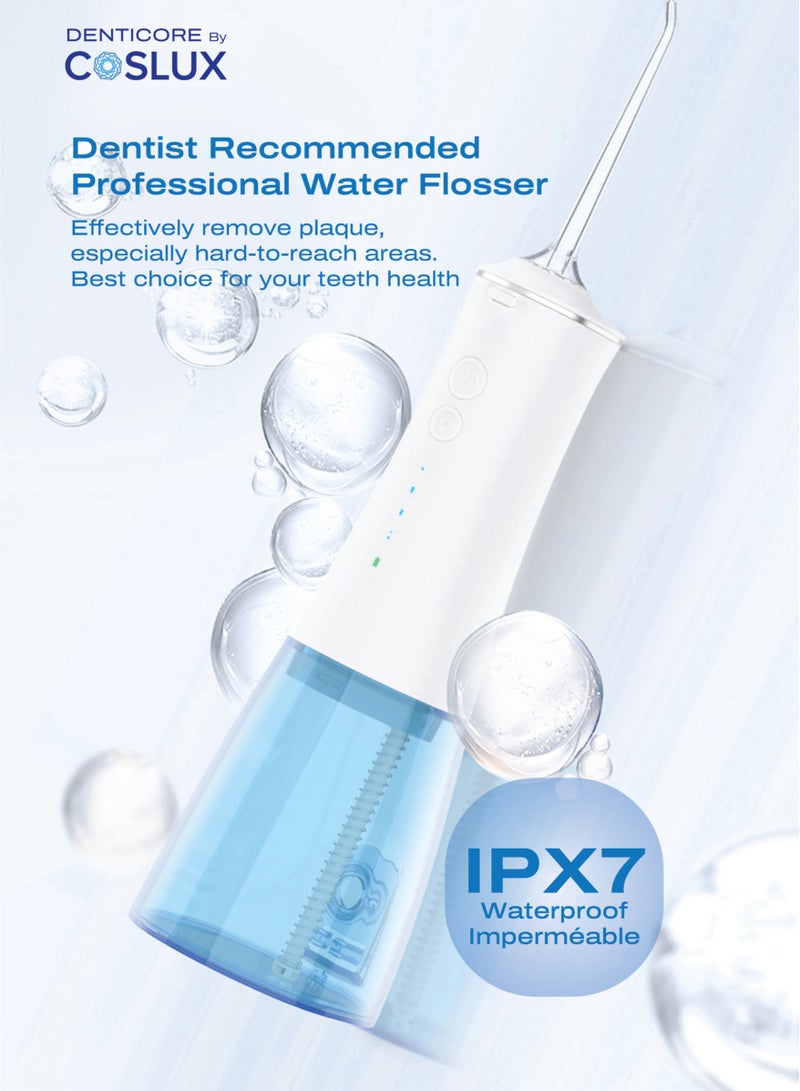COSLUX Portable Water Flosser – 300ml Tank, 4 Modes, 4 Nozzles, 60-Day Battery, IPX7 Waterproof, Rechargeable, 2-Year Warranty (Black) - Image 4