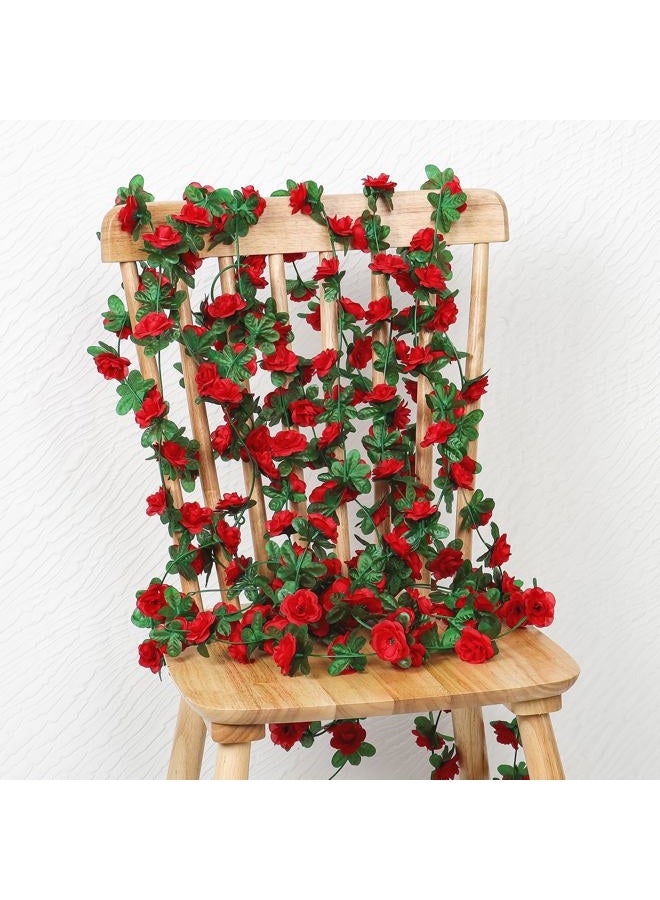KHOYIME 18 Pack 144 FT Artificial Flower Garland, Fake Red Roses Vines Silk Flowers Faux Plastic Outdoor Hanging Floral Ivy Garland Decoration for Wedding Arch Bedroom Home Wall Backdrop Room Decor - Image 5