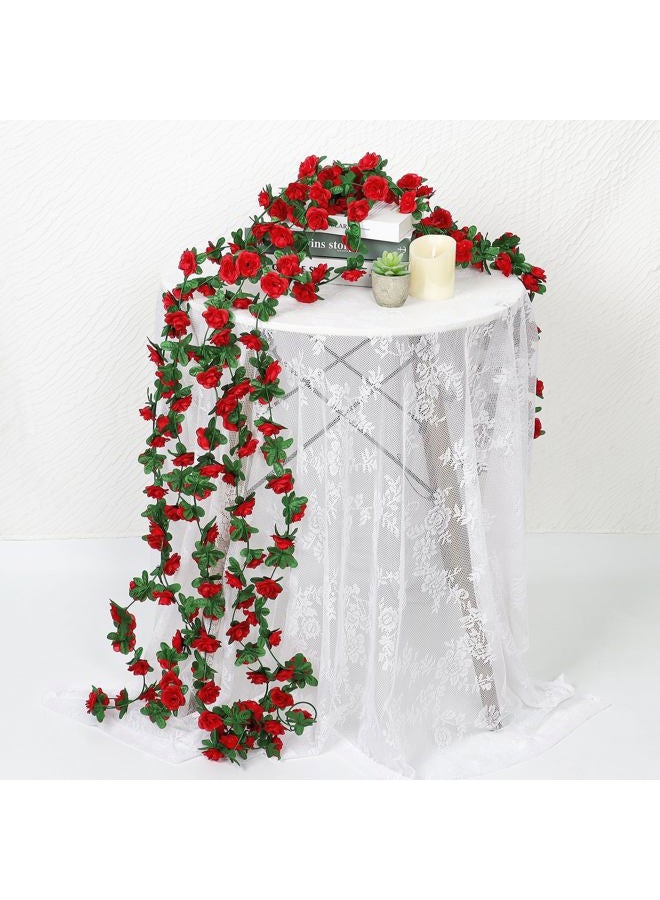 KHOYIME 18 Pack 144 FT Artificial Flower Garland, Fake Red Roses Vines Silk Flowers Faux Plastic Outdoor Hanging Floral Ivy Garland Decoration for Wedding Arch Bedroom Home Wall Backdrop Room Decor - Image 4