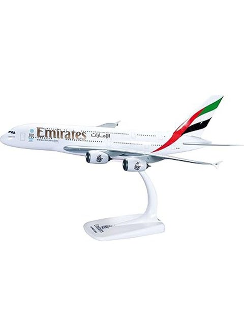 Airbus A380-800 with light with wheels, U.A.E. airliner, wings, model airplane with stand, pilot, model making, miniature model, collector, plastic, multicolor, snap-on, scale 1:250