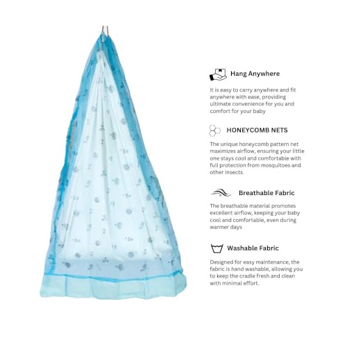 BEUWFEL Cotton Mosquito net for Babies | Cradle Thottil Jhula | Thottil Jhula | Infant Cradle | Premium Baby Baby Swing (Blue) - Image 5