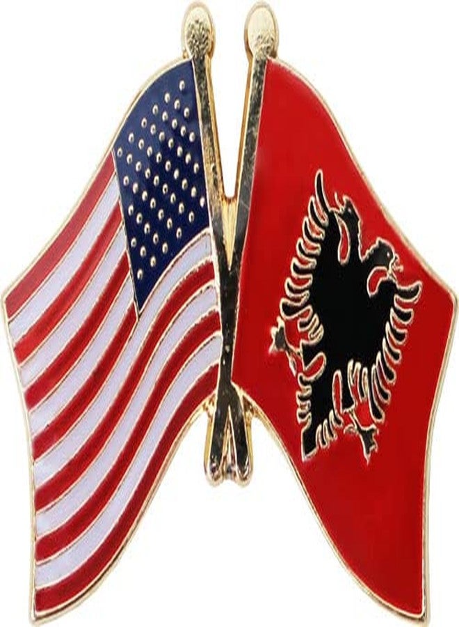 Flagline USA and Albania Flag Die-struck Metal Friendship Lapel Pin with Butterfly Clasp Closure - Image 2
