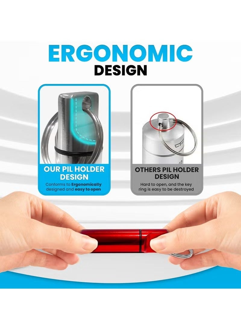 Small Pocket Pill Box Keychain, Mini Portable Pill Organizer for Aluminium Alloy, Medicine Bottle for Outdoor Camping, Waterproof Metal Pill Case, Pill Holder Container for Purse (Black) - Image 5