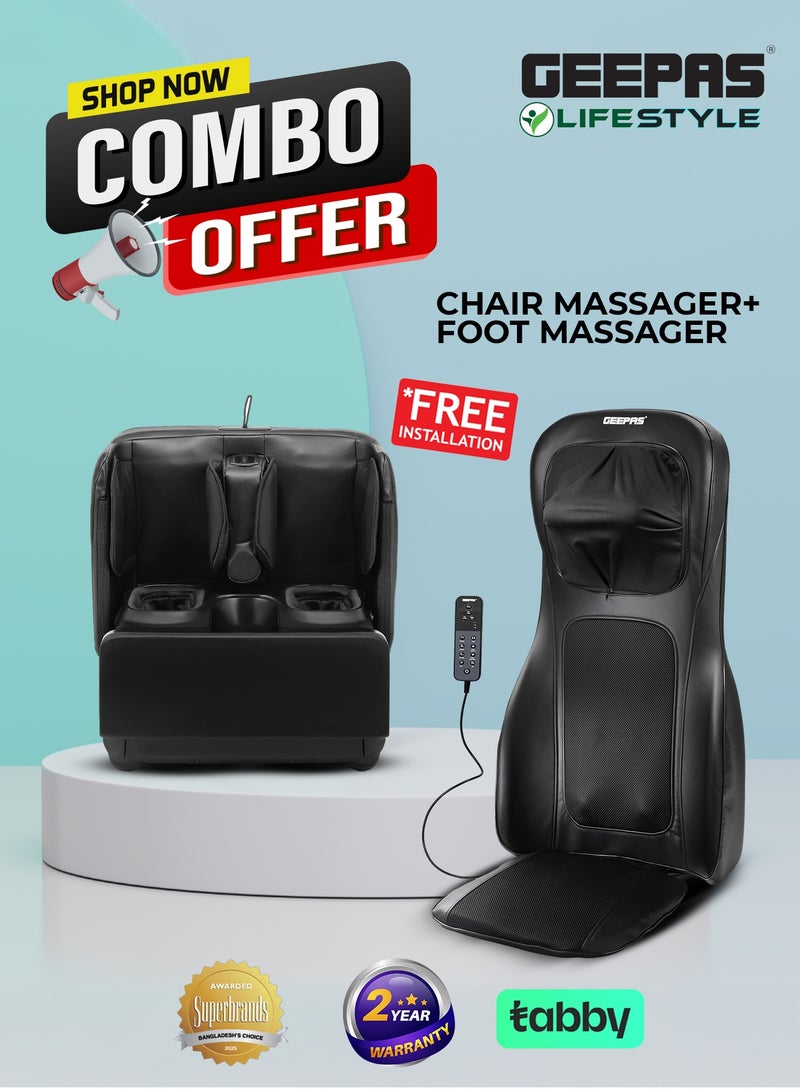 GEEPAS Full-Body Massage Chair Pad GM86104 with Shiatsu, Tapping, Spot Kneading, Seat Vibration & Remote + Geepas Foot & Leg Massager – Relaxation & Pain Relief Combo - Image 2
