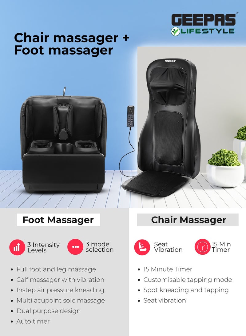 GEEPAS Full-Body Massage Chair Pad GM86104 with Shiatsu, Tapping, Spot Kneading, Seat Vibration & Remote + Geepas Foot & Leg Massager – Relaxation & Pain Relief Combo - Image 5