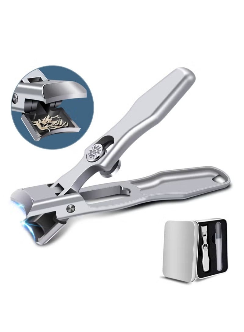 XiuWoo Nail Clippers for Men Thick Nails, Professional Extra Large Heavy Duty Toe Nail Clippers for Seniors, Stainless Steel Wide Jaw Opening No Splash Fingernail Cutters Long Handle with Catcher File - Image 1