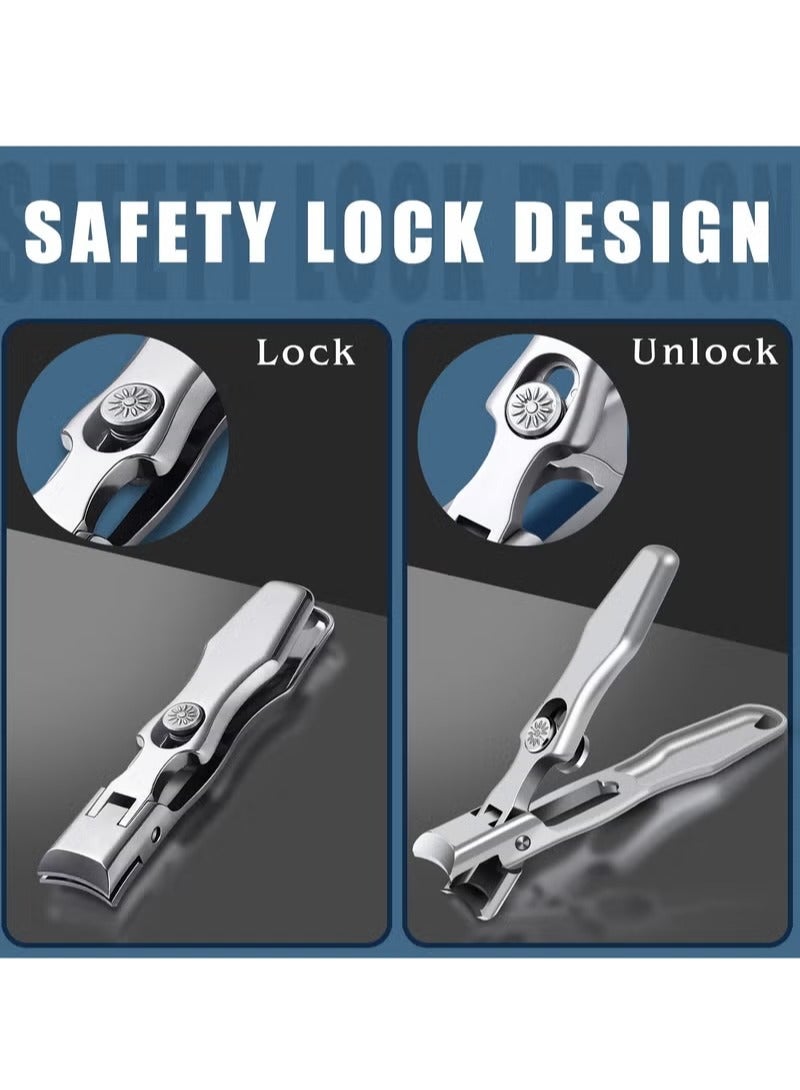 XiuWoo Nail Clippers for Men Thick Nails, Professional Extra Large Heavy Duty Toe Nail Clippers for Seniors, Stainless Steel Wide Jaw Opening No Splash Fingernail Cutters Long Handle with Catcher File - Image 4
