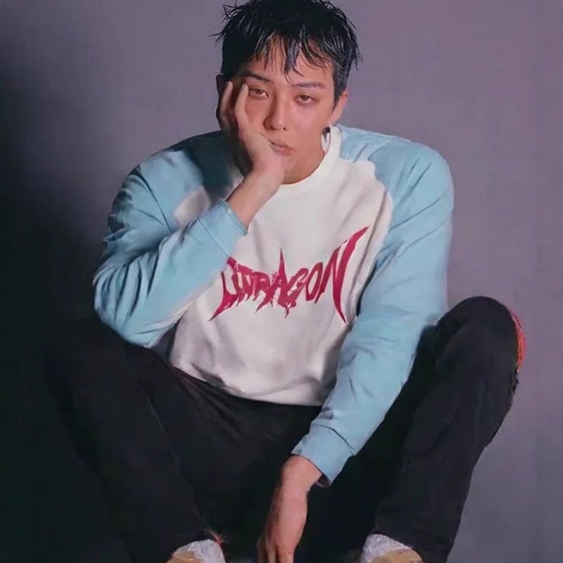 Quan Zhilong Long T-Shirt Ins2025 Spring New G-Dragon Printed Round Neck Cotton T Casual Top - Image 2
