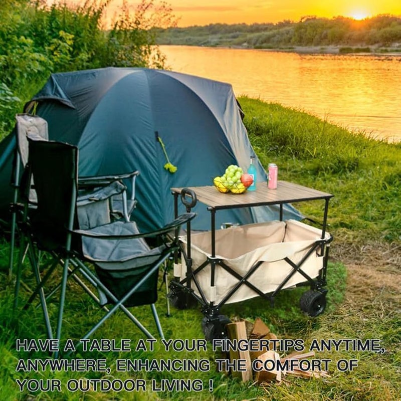 Antole Collapsible Foldable Wagon 330lbs Weight Capacity with Elevating table,Heavy Duty Folding Utility Garden Cart with Big All-Terrain Wheels,Folding Table,Drink Holders,Wagons Carts Foldable - Image 3