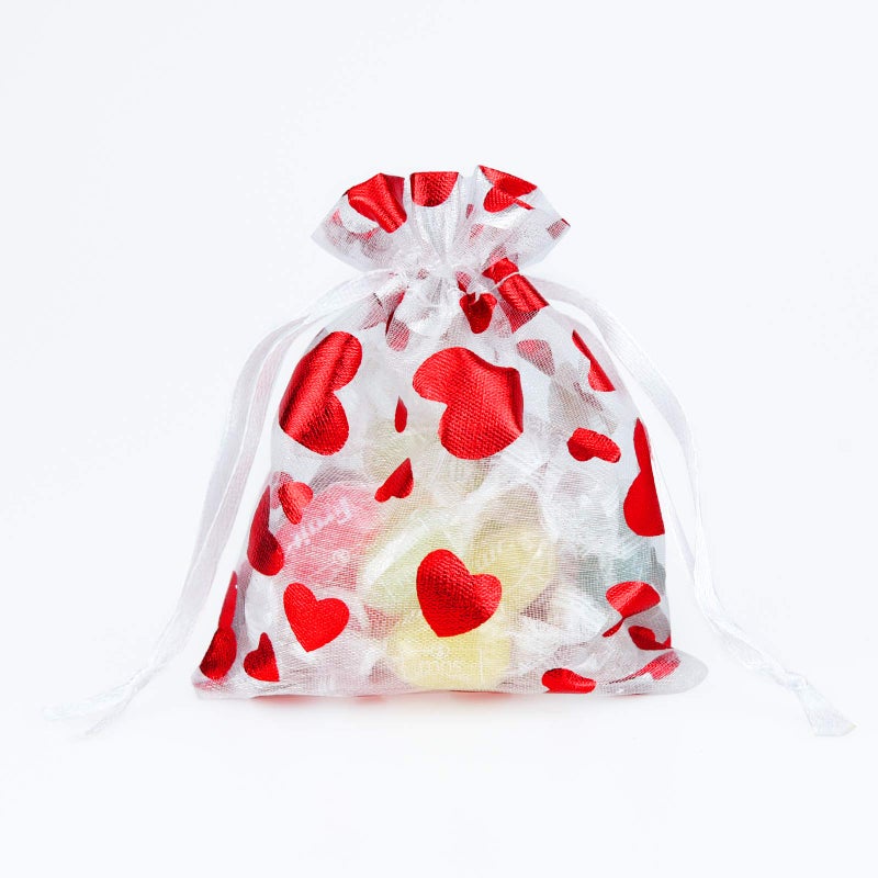 Bskifnn 100PCS Love Heart Printed Valentine Candy Bags Organza Bags Gift Jewelry Bags for Wedding Valentine's Day Mother's Day Party 8x10cm - Image 3