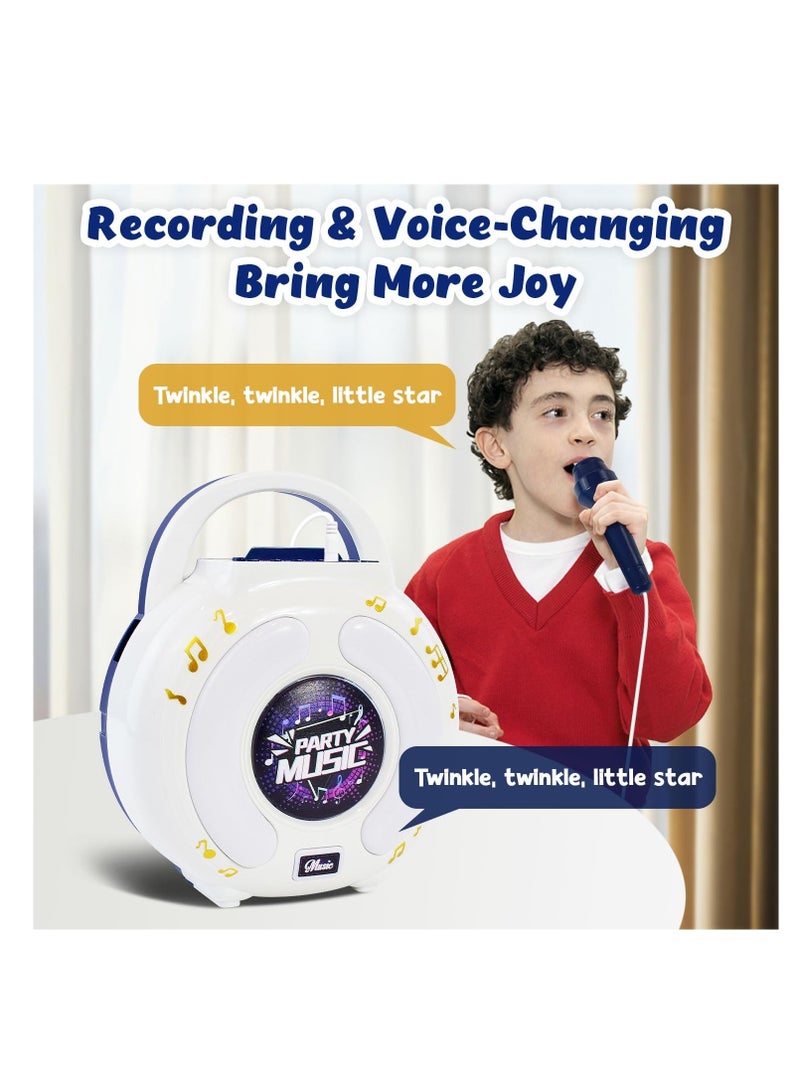 Excefore Karaoke Machine for Kids & Adults, with 2 Microphones, Portable Karaoke Machine with LED Light and Voice Changing Effects, Microphones Toy for Age 4-12 Kids Boys Girls Families Birthday Party  - Image 4
