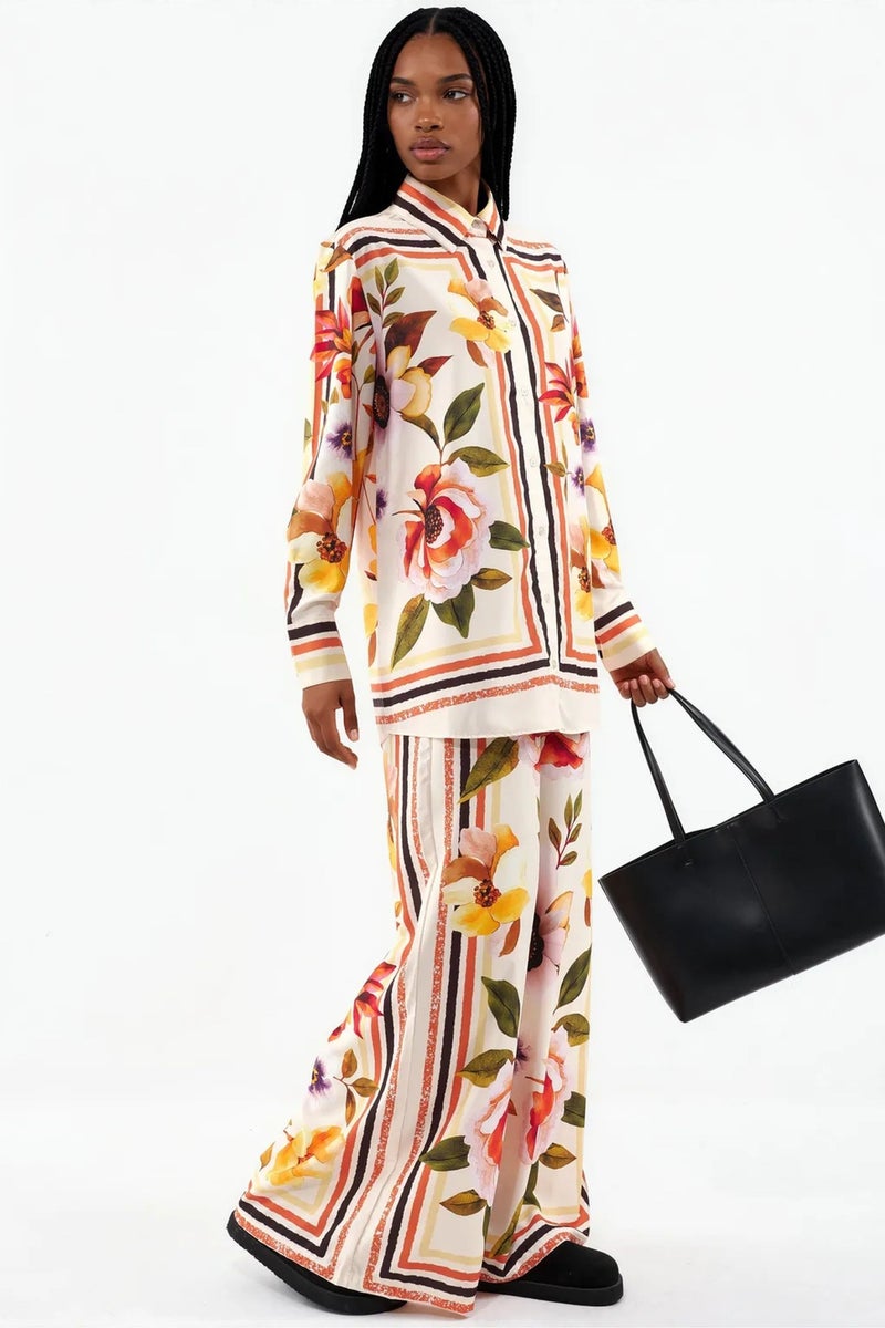 Jennyfer Floral Shirt And Wide-leg Trouser Set - Image 2