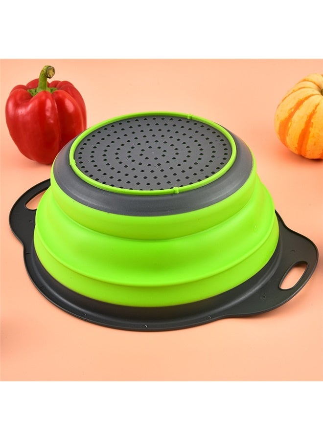 Generic Collapsible Colander Set of 2 Round Silicone Kitchen Sink Strainer Set and Fruit Basket- 1 large 1 small Perfect for Vegetable and Fruit - Home Essentials (Green)  - Image 5