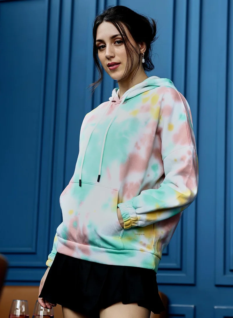 PINACOLADA  Women's Mint Green & Brown Oversized Tie-Dye Hoodie for Women | Best Price UAE