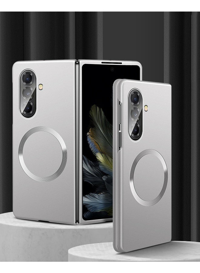 X-level Magnetic Case Cover for Samsung Galaxy Z Fold 7, with Camera Protection, Slim Fit Anti-Scratch Case Compatible with MagSafe, Silver - Image 2