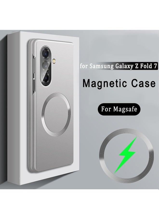 X-level Magnetic Case Cover for Samsung Galaxy Z Fold 7, with Camera Protection, Slim Fit Anti-Scratch Case Compatible with MagSafe, Silver - Image 1