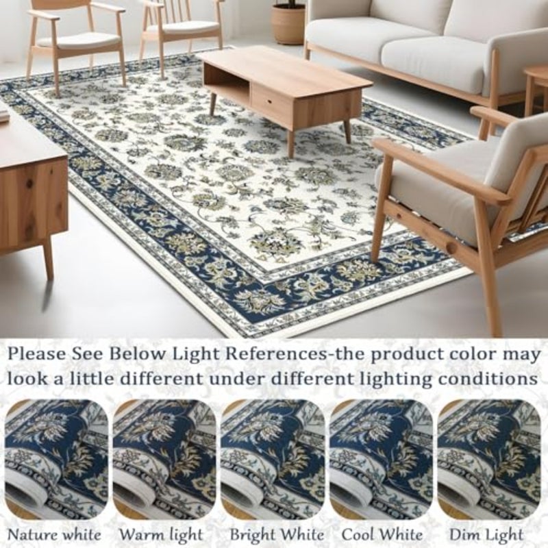200x290 cm Large Floor Carpet, Living Room Area Rug, Washable Retro Non Slip Rug for Bedroom, Indoor Floor Mat, Luxury Carpet Soft Short Pile Rug for Living Room - Image 3