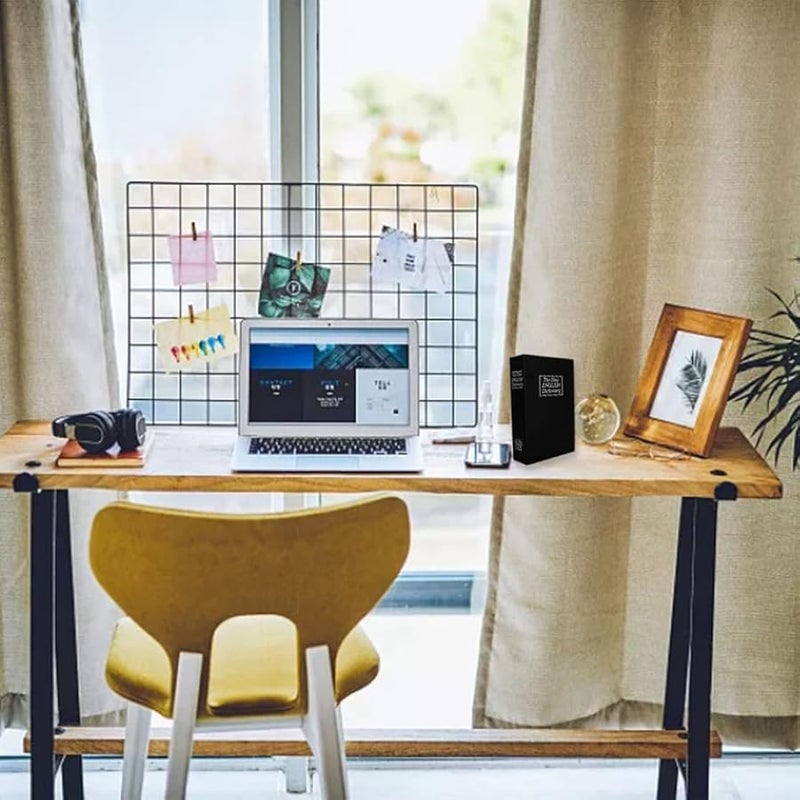 خزنة منزلية على شكل قاموس أسود مع قفل مركب للنقود والمجوهرات والجواز - Image 3