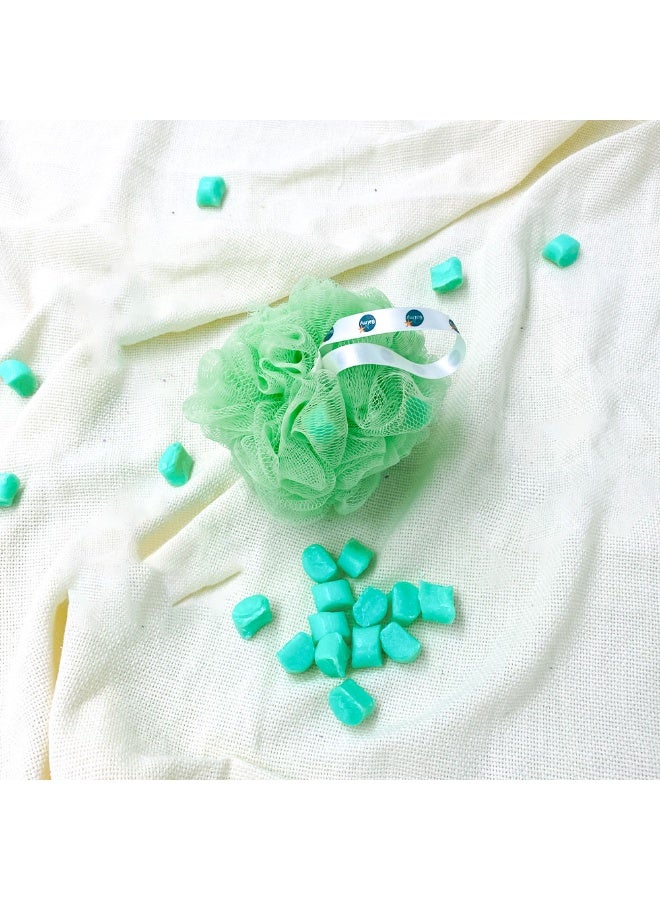 Balmy Olive Blossom Bath Sponge with soap pebbles 67gm  | Soft Cleansing Sponge with Refreshing Floral Fragrance - Image 4