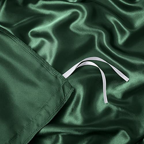 Ersmak 60" x 80" Duvet Cover for Weighted Blanket, Silky & Removable Satin Duvet Cover with Zipper & 8 Ties Secure Fastening, Emerald Green - Image 4