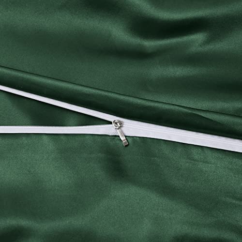 Ersmak 60" x 80" Duvet Cover for Weighted Blanket, Silky & Removable Satin Duvet Cover with Zipper & 8 Ties Secure Fastening, Emerald Green - Image 3