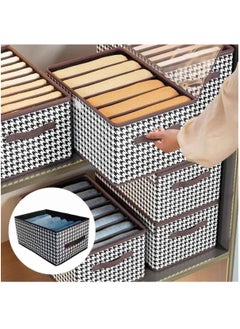 XiuWoo 3 Pack Foldable Wardrobe Clothes Organizer, Jeans Drawer Closet Organizer, Fabric Organizer Storage Bins, Closet Organizer Basket with Reinforced Handle and Various Storage Compartments  - Image 3