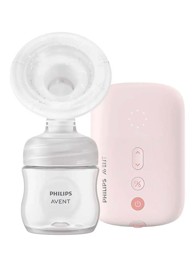 Philips Avent SCF395/31 Electric Single Breast Pump, Clinic Quality, Drinking Rhythm Like Your Baby, 125 ml Bottle and Nursing Pads, Pink, 5-Piece - Image 1