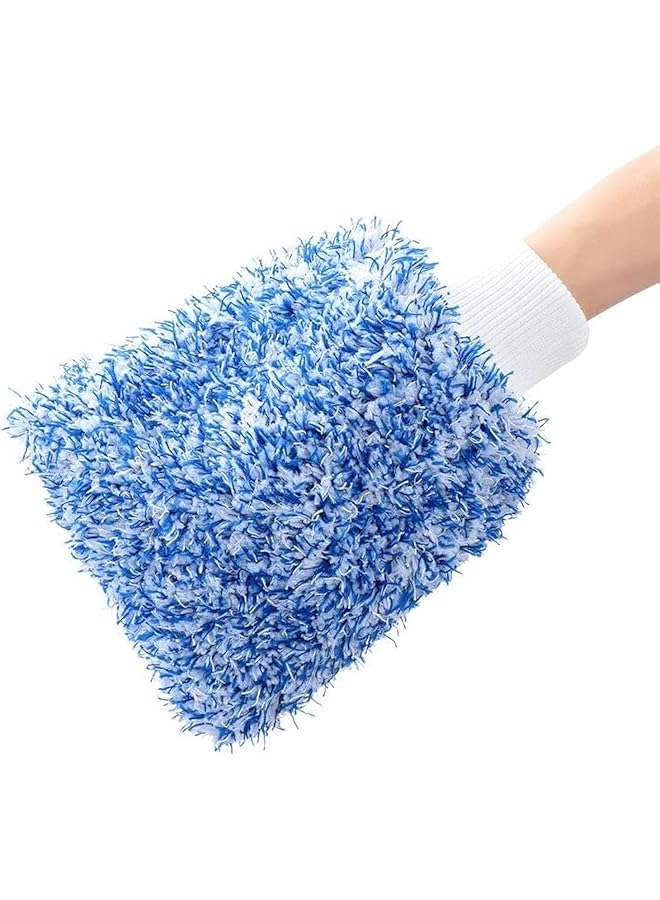 Generic High Density Car Cleaning Towel Soft Absorption Glove Soft Easy To Dry Car Detailing Microfiber Madness Washing Mitt Cloth (Blue)