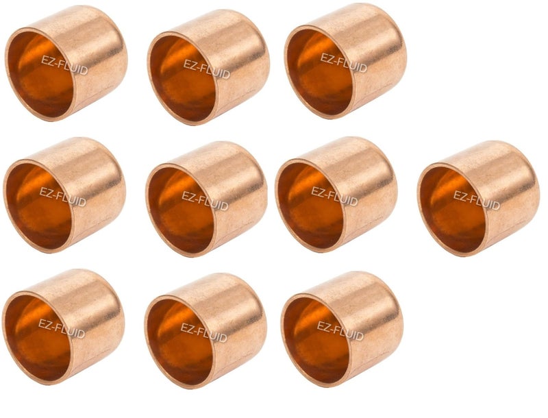 EZ-FLUID (10Pcs) EZ-FLUID Plumbing 3/4" Solder Copper Pipe End Cap LF,Pressure Copper Cap Plug Fitting with Sweat Solder Connection for Residential,Commercial - Image 3