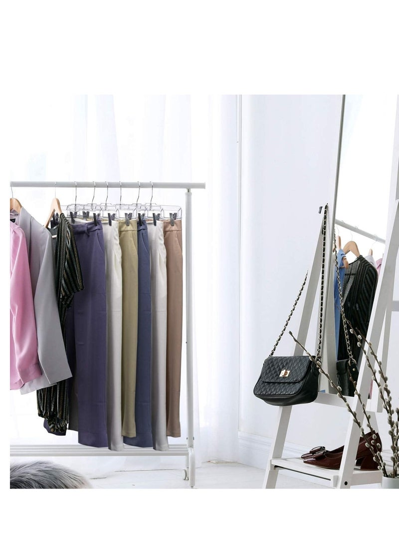 SYOSI 12 Pack 14 inch Clear Plastic Skirt Hangers with Adjustable Clips Pants Hangers 360 Rotating Swivel Hook Clip Hangers for Pants Trousers Skirts Jeans Bulk Plastic Hangers with Clips - Image 2