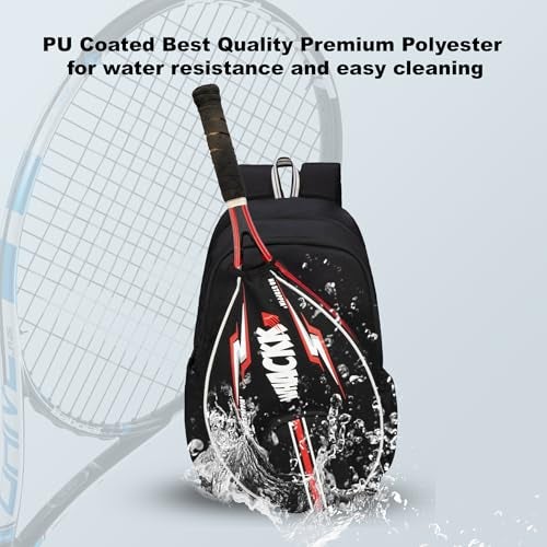 WHACKK DropShot Black 32L Tennis Badminton Pickelball Squash Equipment Kit Bag | Unisex Lightwieght Backpack - Image 4