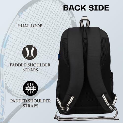 WHACKK DropShot Black 32L Tennis Badminton Pickelball Squash Equipment Kit Bag | Unisex Lightwieght Backpack - Image 2