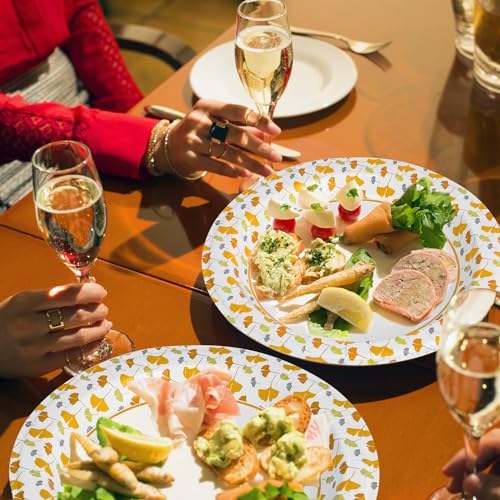 Ginkgo Paper Plates 10 Inch Bulk 100 Count, Heavy Duty Disposable Thanksgiving Plates and Fall Friends Party Paper Plates and Daily Use - Image 5