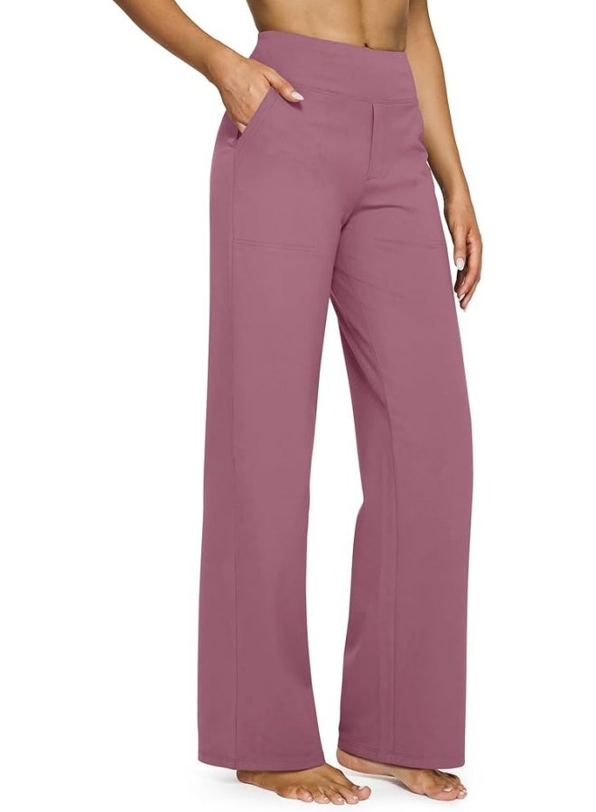 NIBEMINENT Yoga Pants Women Wide Leg Pants with Pockets High Waist Stretch Dress Casual Sweatpants Petite/Regular/Tall - Image 1