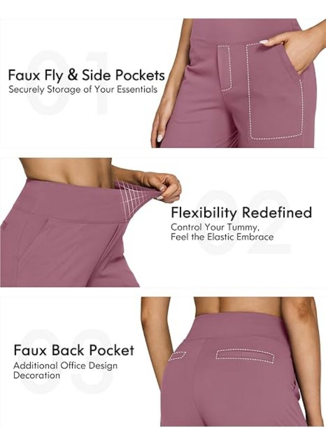 NIBEMINENT Yoga Pants Women Wide Leg Pants with Pockets High Waist Stretch Dress Casual Sweatpants Petite/Regular/Tall - Image 2