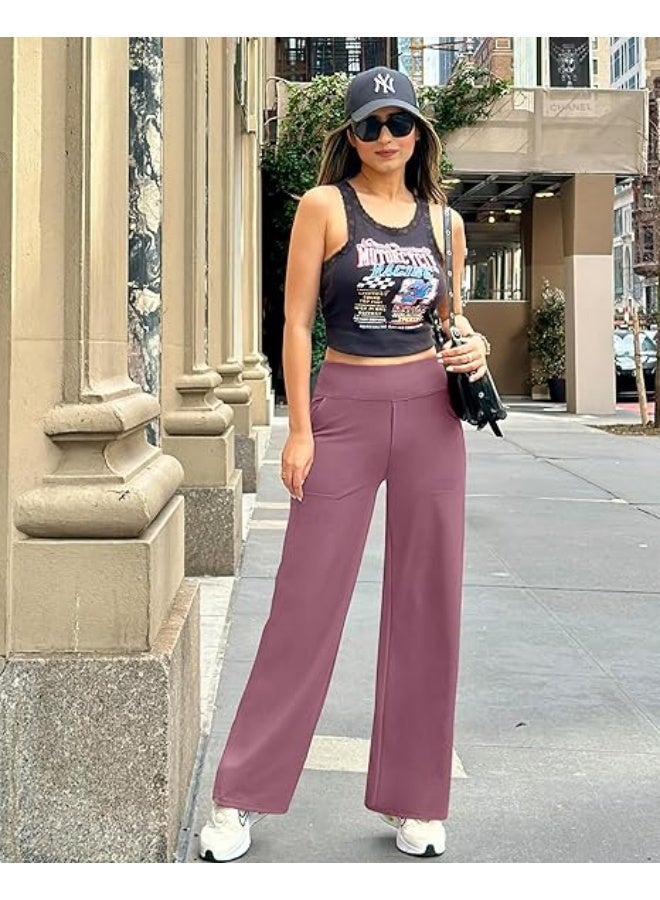 NIBEMINENT Yoga Pants Women Wide Leg Pants with Pockets High Waist Stretch Dress Casual Sweatpants Petite/Regular/Tall - Image 5