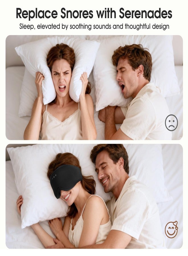 LC-dolida Bamboo Cotton Bluetooth Sleep Mask, 2 in 1 3D Soft Sleep Mask with Sleep Headphones, Sleep Eye Mask with Timming Setting, Blackout Sleeping Mask for Side Sleepers, Women Men, Black (Black - Image 5