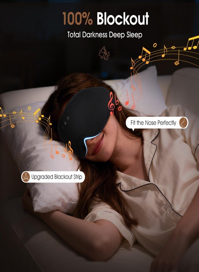 LC-dolida Bamboo Cotton Bluetooth Sleep Mask, 2 in 1 3D Soft Sleep Mask with Sleep Headphones, Sleep Eye Mask with Timming Setting, Blackout Sleeping Mask for Side Sleepers, Women Men, Black (Black - Image 3