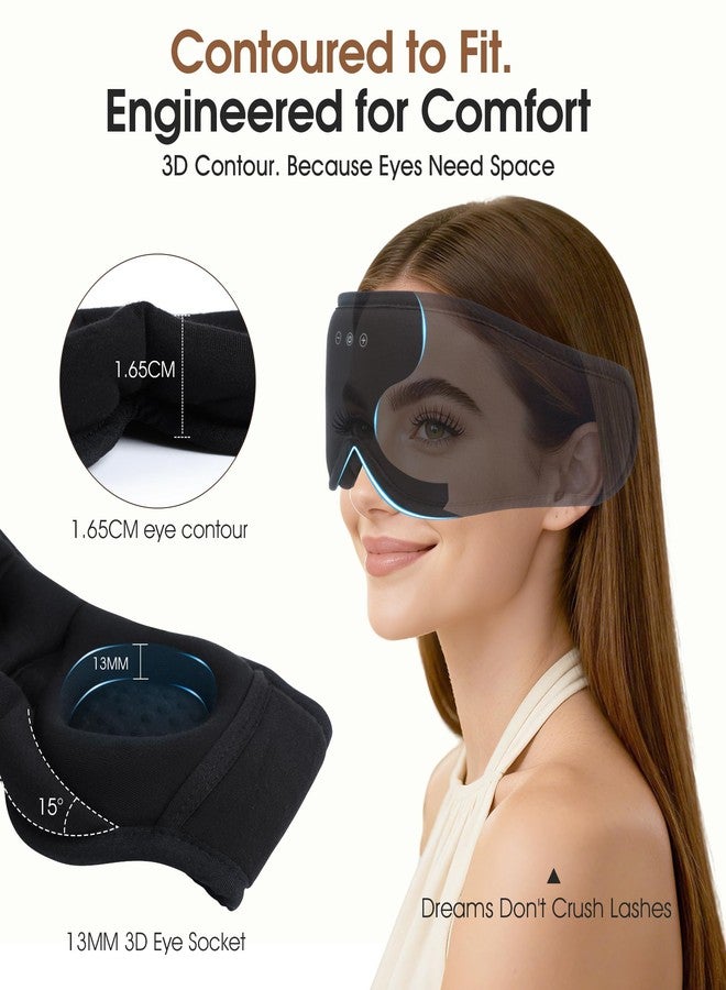 LC-dolida Bamboo Cotton Bluetooth Sleep Mask, 2 in 1 3D Soft Sleep Mask with Sleep Headphones, Sleep Eye Mask with Timming Setting, Blackout Sleeping Mask for Side Sleepers, Women Men, Black (Black - Image 4