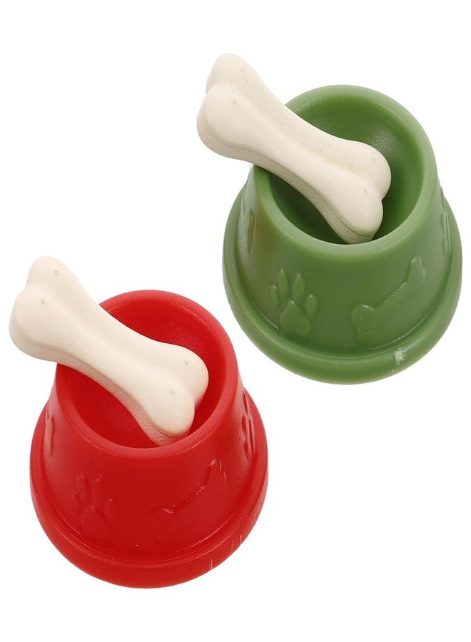 VICASKY Fake Dog Food Bone Crafts Toy Resin Dollhouse Pretend 2 Sets Miniature Bowls Realistic Plastic Pet Dish Accessories Interactive Play with Animal Figurines Adorable Bowl Model Creative Fun - Image 1