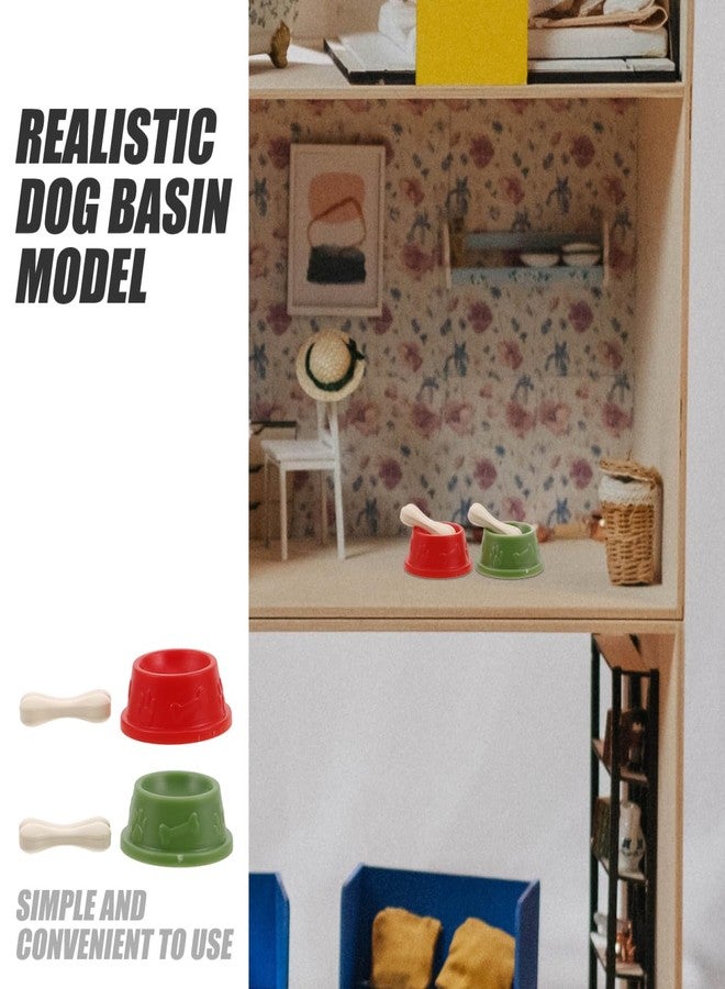 VICASKY Fake Dog Food Bone Crafts Toy Resin Dollhouse Pretend 2 Sets Miniature Bowls Realistic Plastic Pet Dish Accessories Interactive Play with Animal Figurines Adorable Bowl Model Creative Fun - Image 5