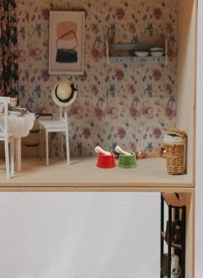 VICASKY Fake Dog Food Bone Crafts Toy Resin Dollhouse Pretend 2 Sets Miniature Bowls Realistic Plastic Pet Dish Accessories Interactive Play with Animal Figurines Adorable Bowl Model Creative Fun - Image 3