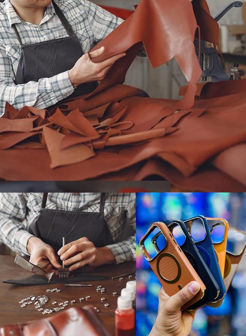 Wtech Apple iPhone 17 Pro Max 5G 2025 Luxury Double Color Leather Magsafe Magnetic Protective Case Cover (MCMPMN) - Black - Image 4