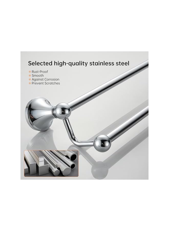 promass Bath Towel Rack Wall Mounted Double Towel Bar Bathroom Hardware Accessories Towel Holder - Image 2