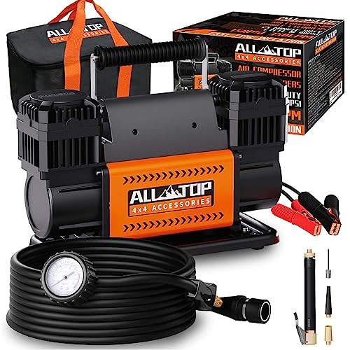 ALL-TOP Air Compressor Kit, Dual Cylinder 12V Portable Inflator 12.35 ft³/Min, Offroad Air Compressor Pump for Truck Tires, Heavy Duty Max 150 PSI for 4x4 Vehicle & RV - Image 1