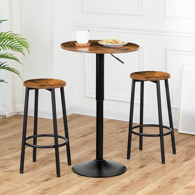 HOOBRO Bar Table, Height-Adjustable Round Pub Table 27-35.4 Inches with Sturdy Base, Modern Style, Easy to Assemble, Suitable for Small Space, Rustic Brown EBF58BT01G1 - Image 5