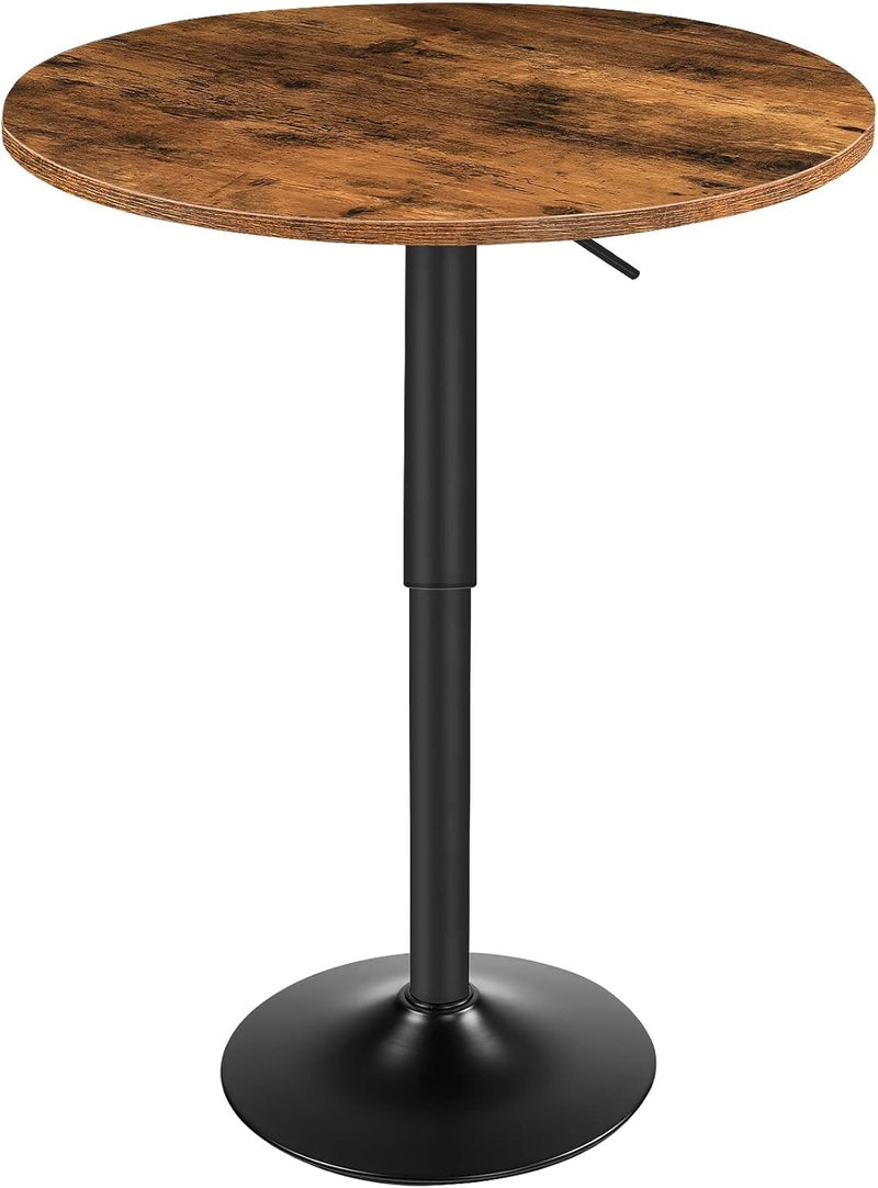 HOOBRO Bar Table, Height-Adjustable Round Pub Table 27-35.4 Inches with Sturdy Base, Modern Style, Easy to Assemble, Suitable for Small Space, Rustic Brown EBF58BT01G1 - Image 1